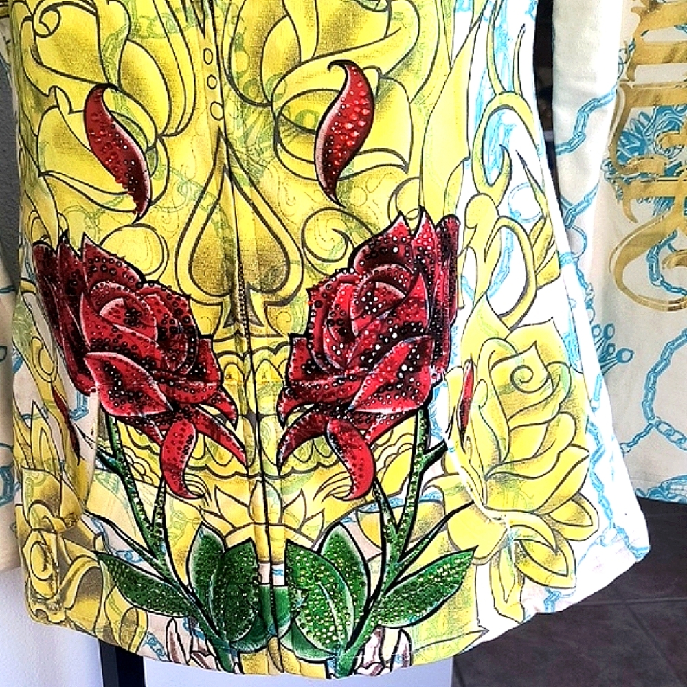 Christian Audigier Multicolor Floral Hoodie Jacket - Picture 3 of 12